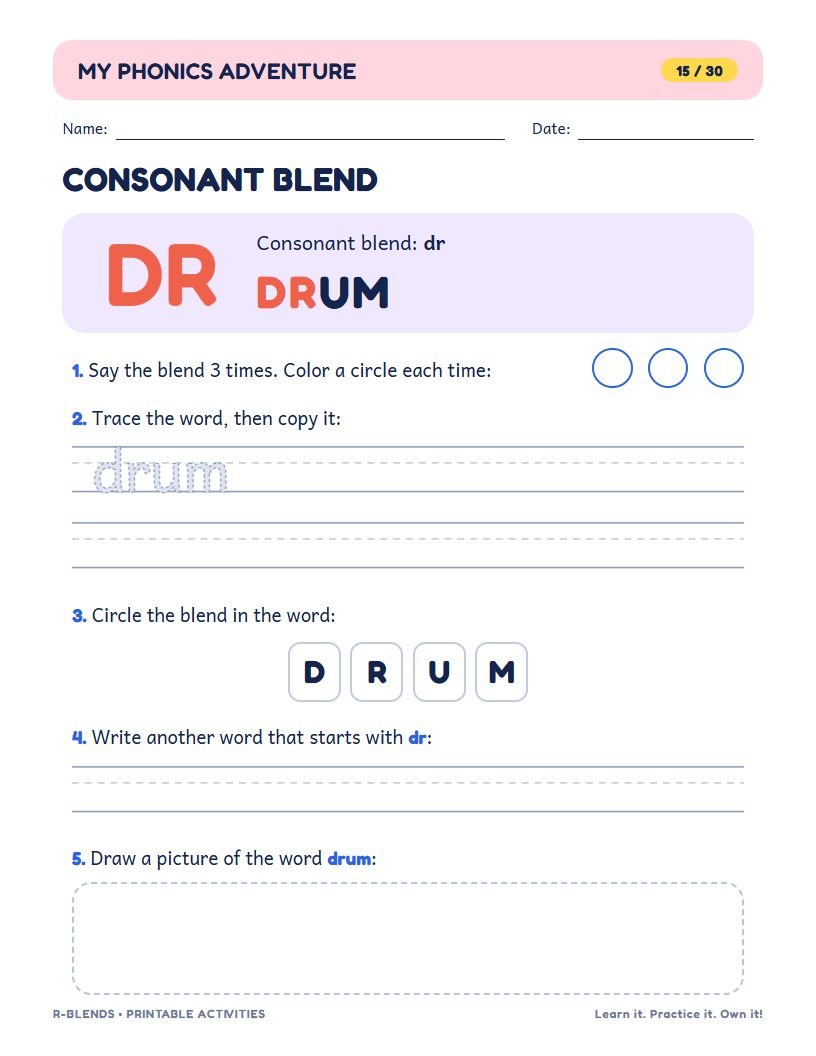 Blend DR page with the word DRUM